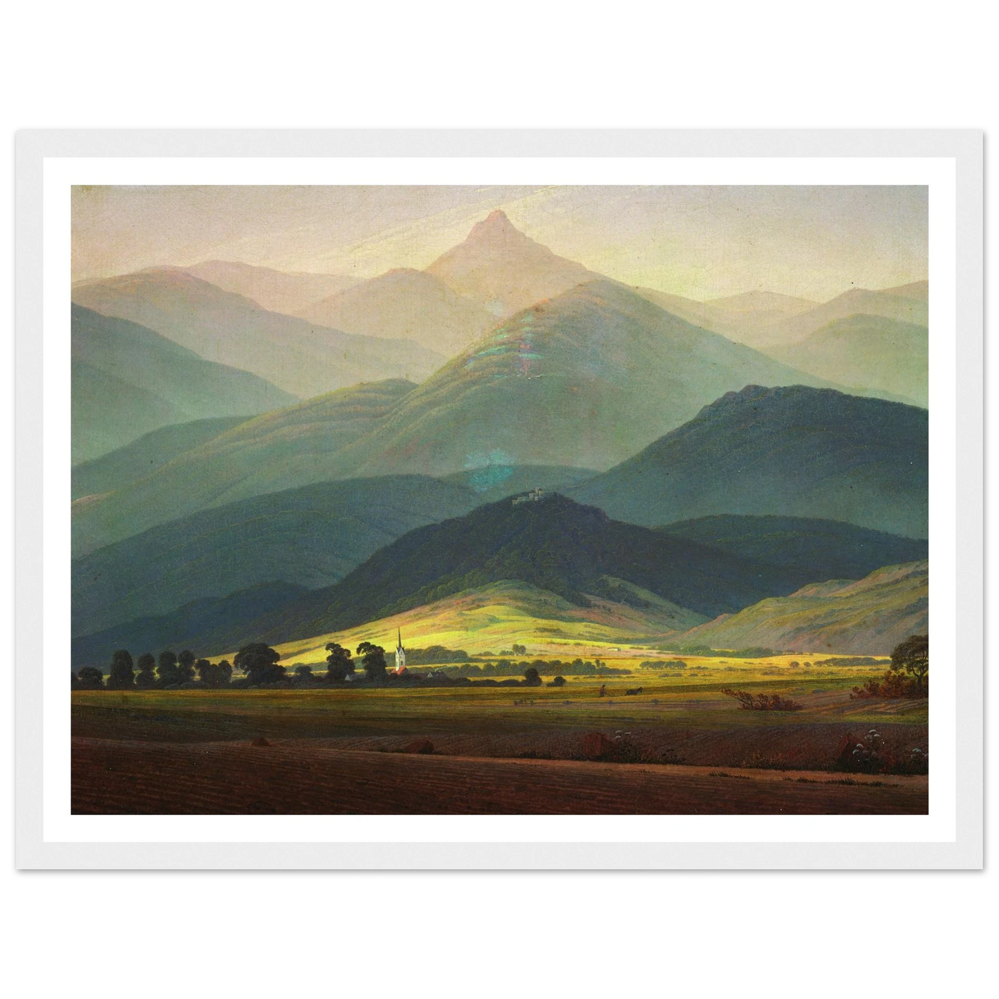 Landscape in the Riesengebirge Art Print | Caspar David Friedrich - Framed Poster - 30x40 cm / 12x16″ - Black frame