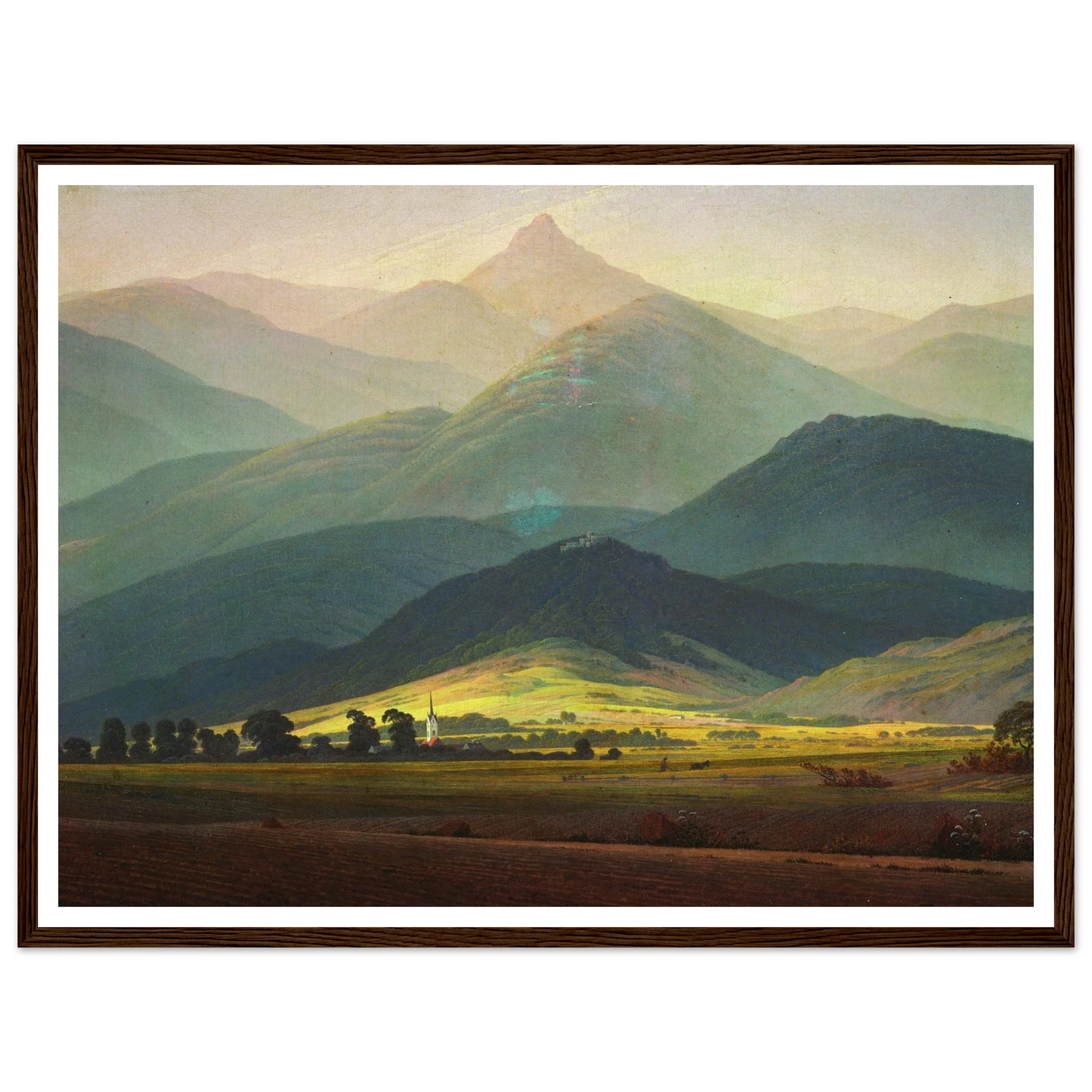 Landscape in the Riesengebirge Art Print | Caspar David Friedrich - Framed Poster - 30x40 cm / 12x16″ - Black frame