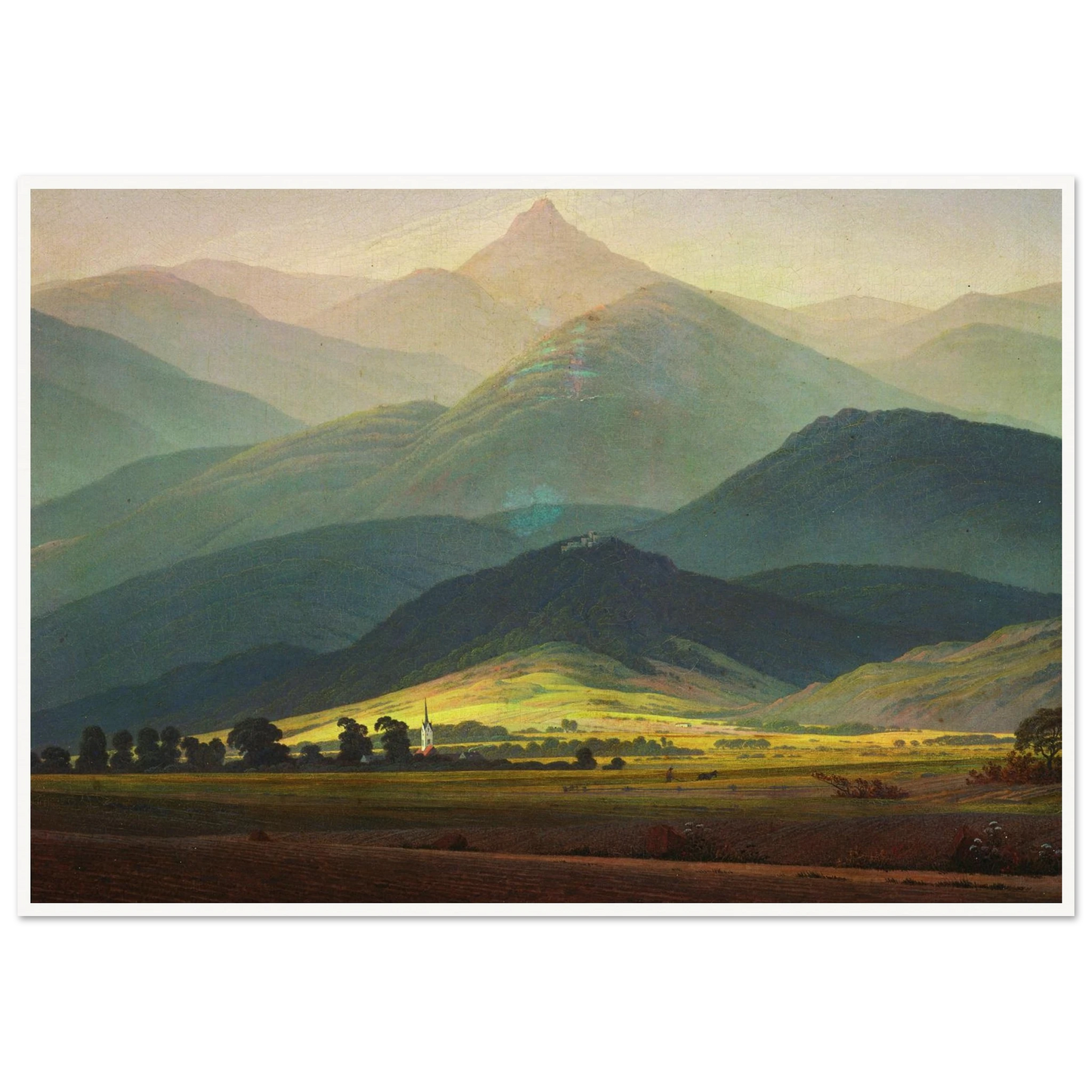 Landscape in the Riesengebirge Art Print | Caspar David Friedrich - Framed Poster - 30x40 cm / 12x16″ - Black frame