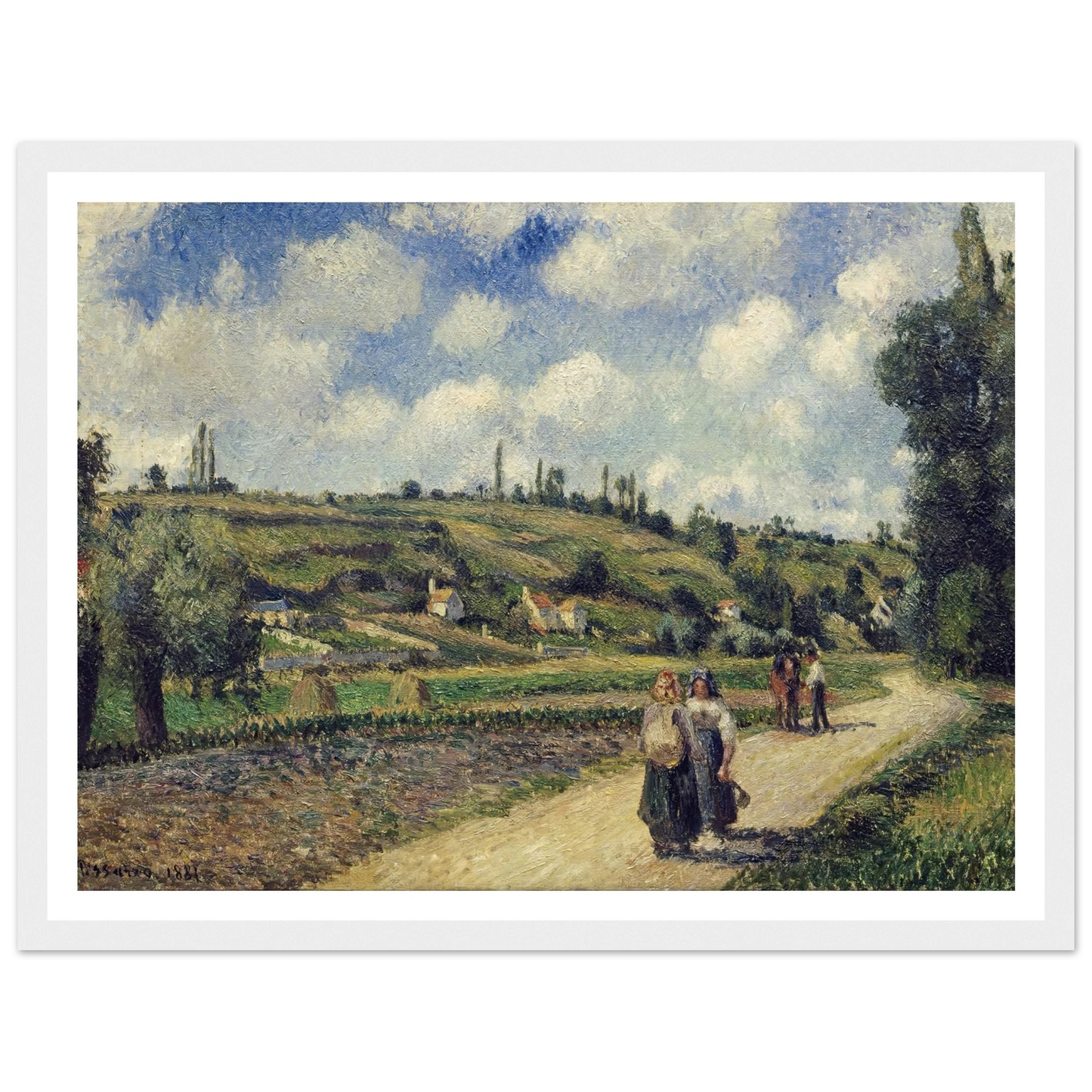 Landscape near Pontoise, the Auvers Road (1881) Art Print | Camille Pissarro - Framed Poster - 30x40 cm / 12x16″ - Black frame