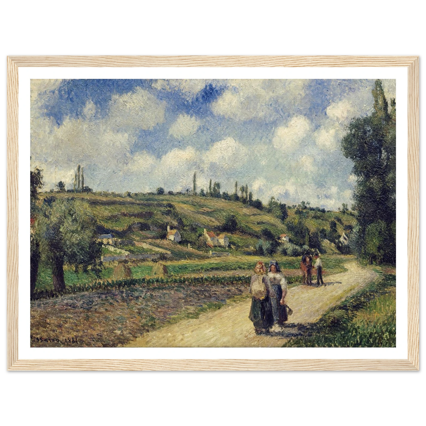 Landscape near Pontoise, the Auvers Road (1881) Art Print | Camille Pissarro - Framed Poster - 30x40 cm / 12x16″ - Black frame