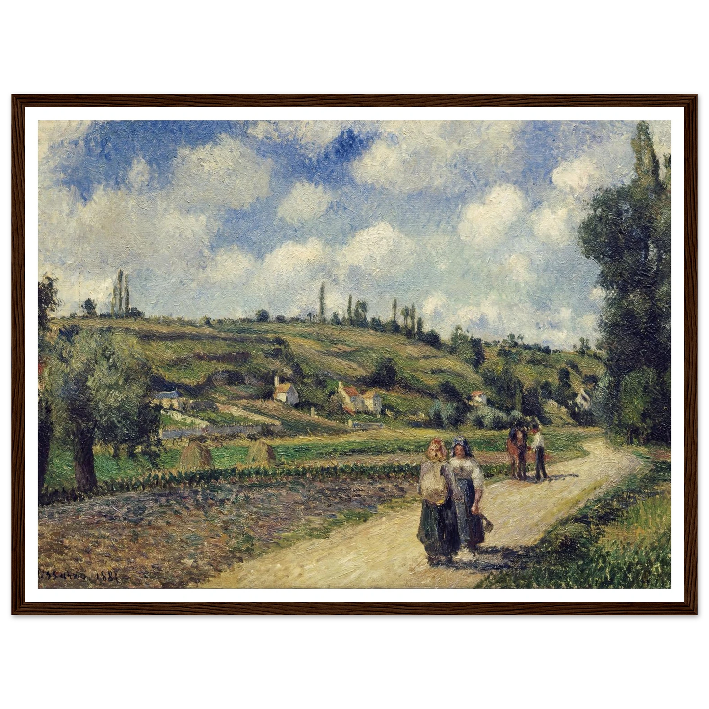 Landscape near Pontoise, the Auvers Road (1881) Art Print | Camille Pissarro - Framed Poster - 30x40 cm / 12x16″ - Black frame