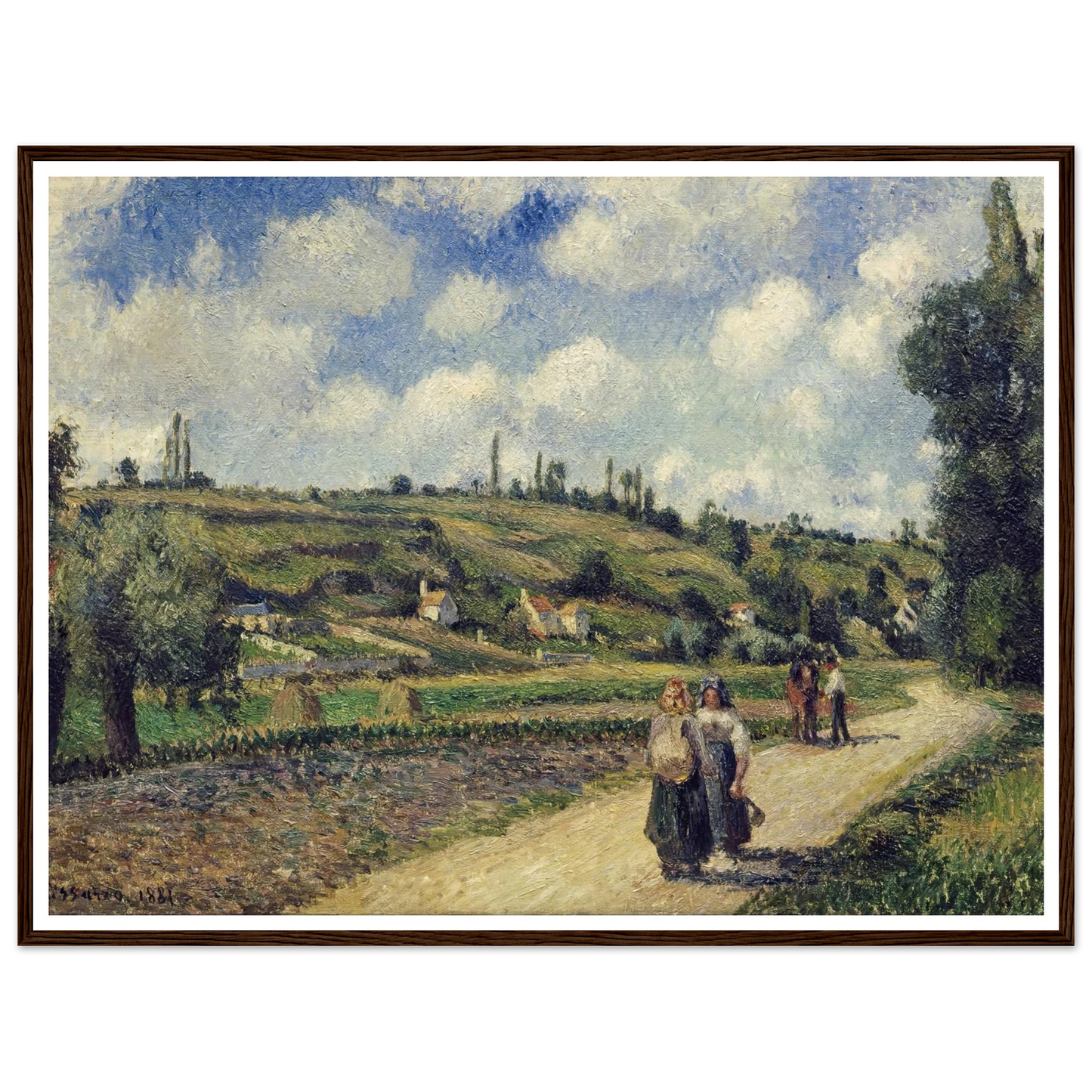 Landscape near Pontoise, the Auvers Road (1881) Art Print | Camille Pissarro - Framed Poster - 30x40 cm / 12x16″ - Black frame