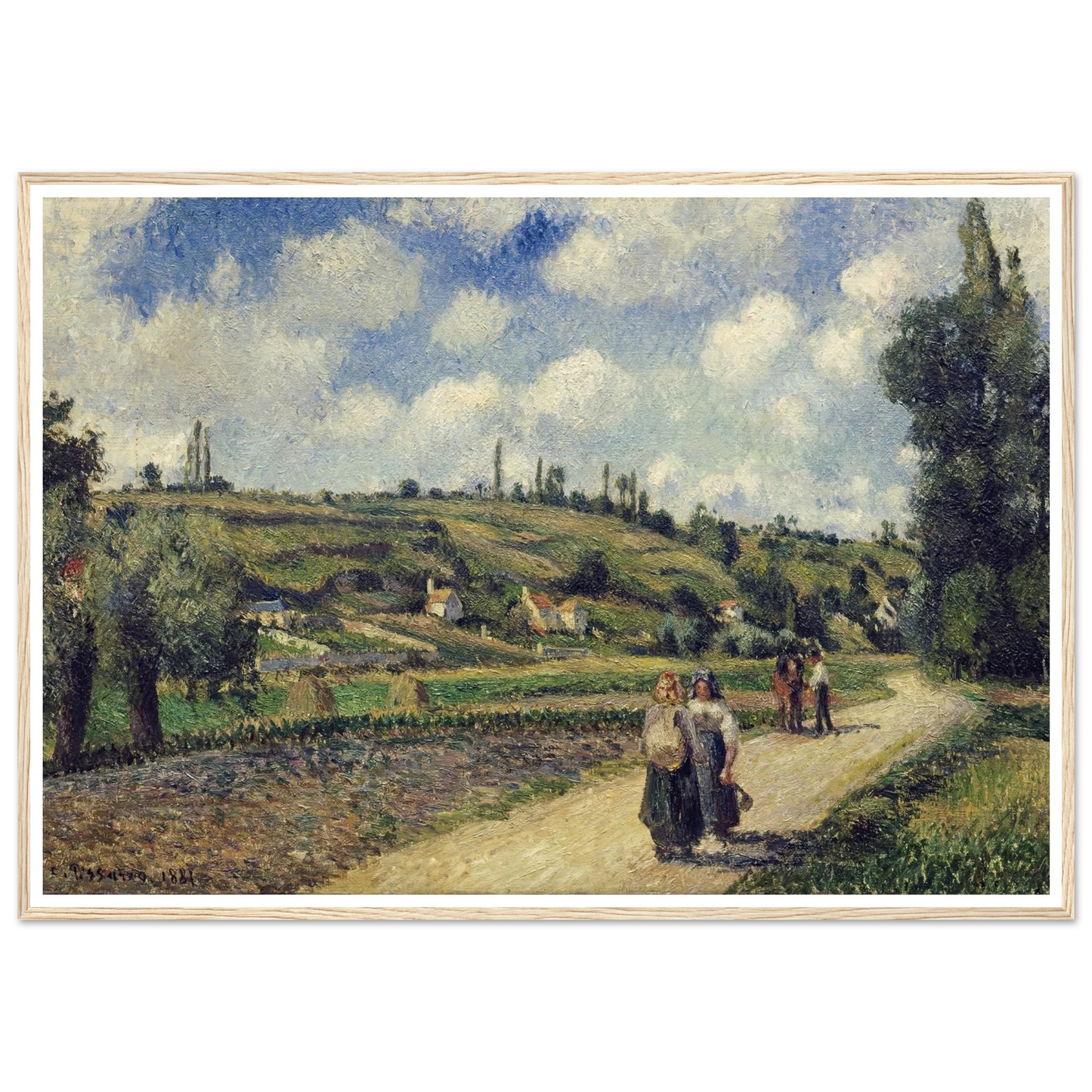 Landscape near Pontoise, the Auvers Road (1881) Art Print | Camille Pissarro - Framed Poster - 30x40 cm / 12x16″ - Black frame