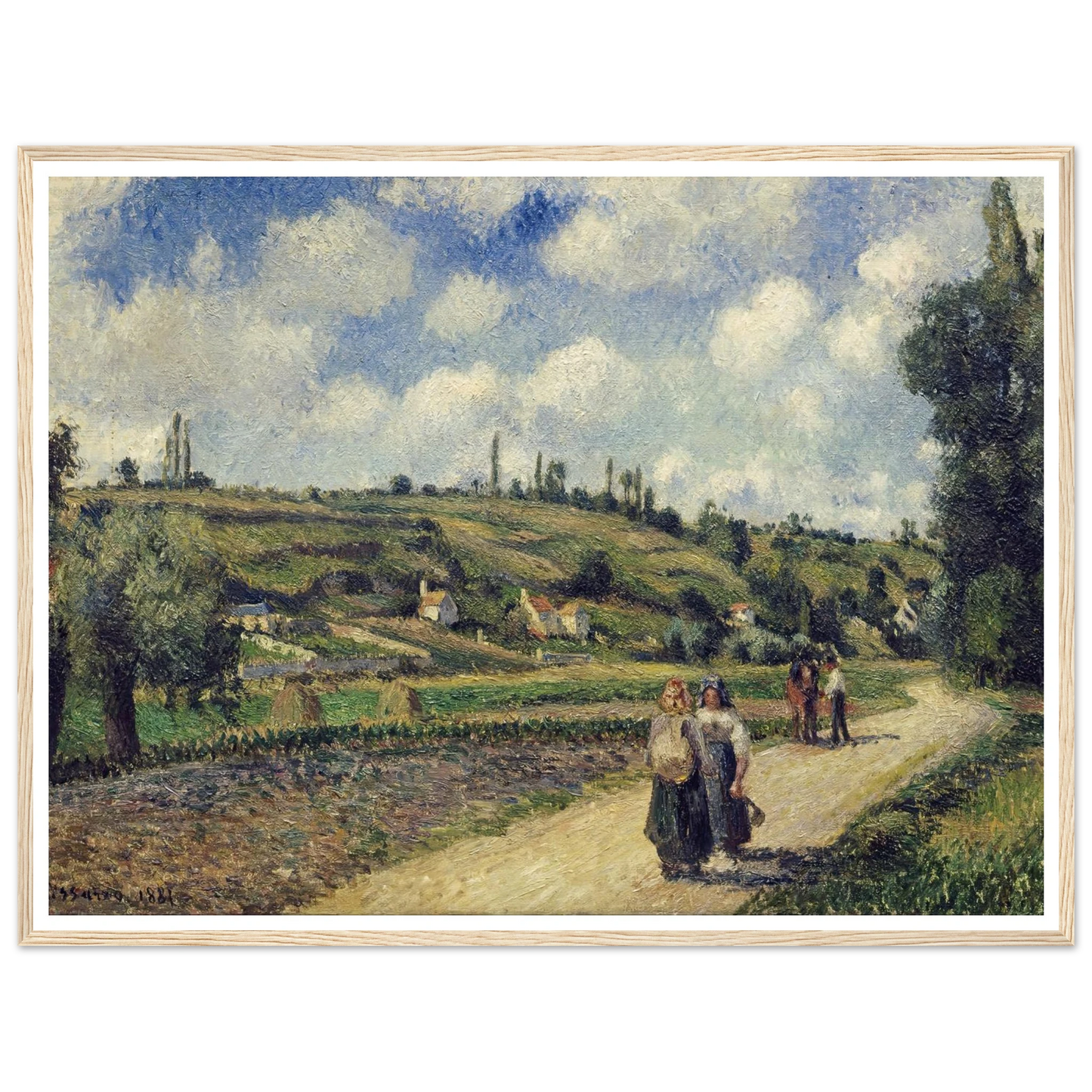 Landscape near Pontoise, the Auvers Road (1881) Art Print | Camille Pissarro - Framed Poster - 30x40 cm / 12x16″ - Black frame