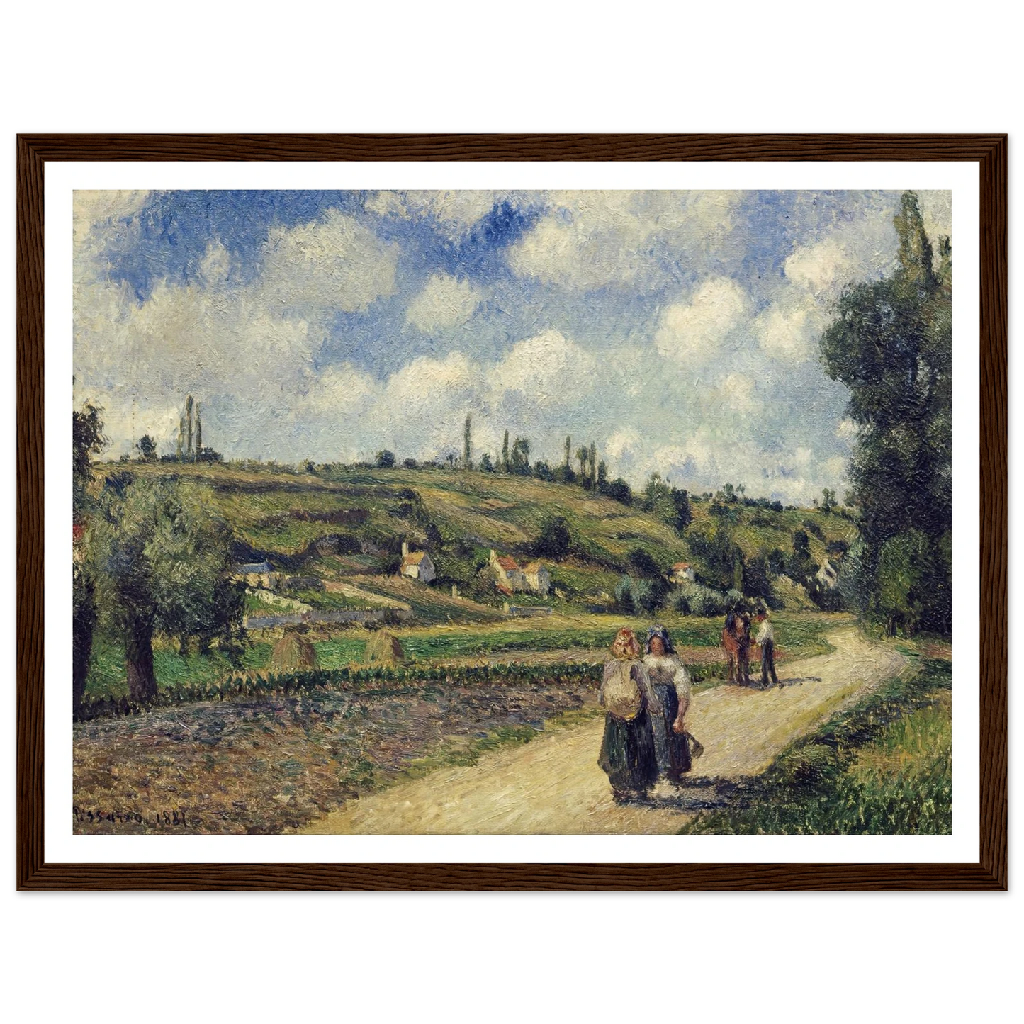Landscape near Pontoise, the Auvers Road (1881) Art Print | Camille Pissarro - Framed Poster - 30x40 cm / 12x16″ - Black frame