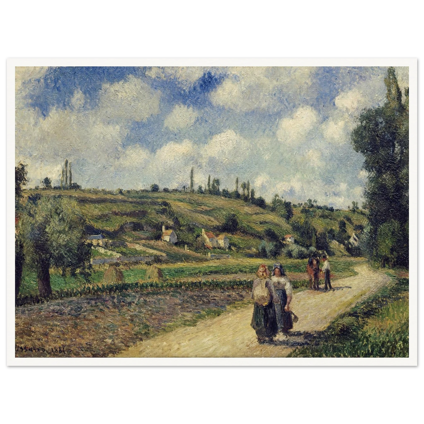 Landscape near Pontoise, the Auvers Road (1881) Art Print | Camille Pissarro - Framed Poster - 30x40 cm / 12x16″ - Black frame