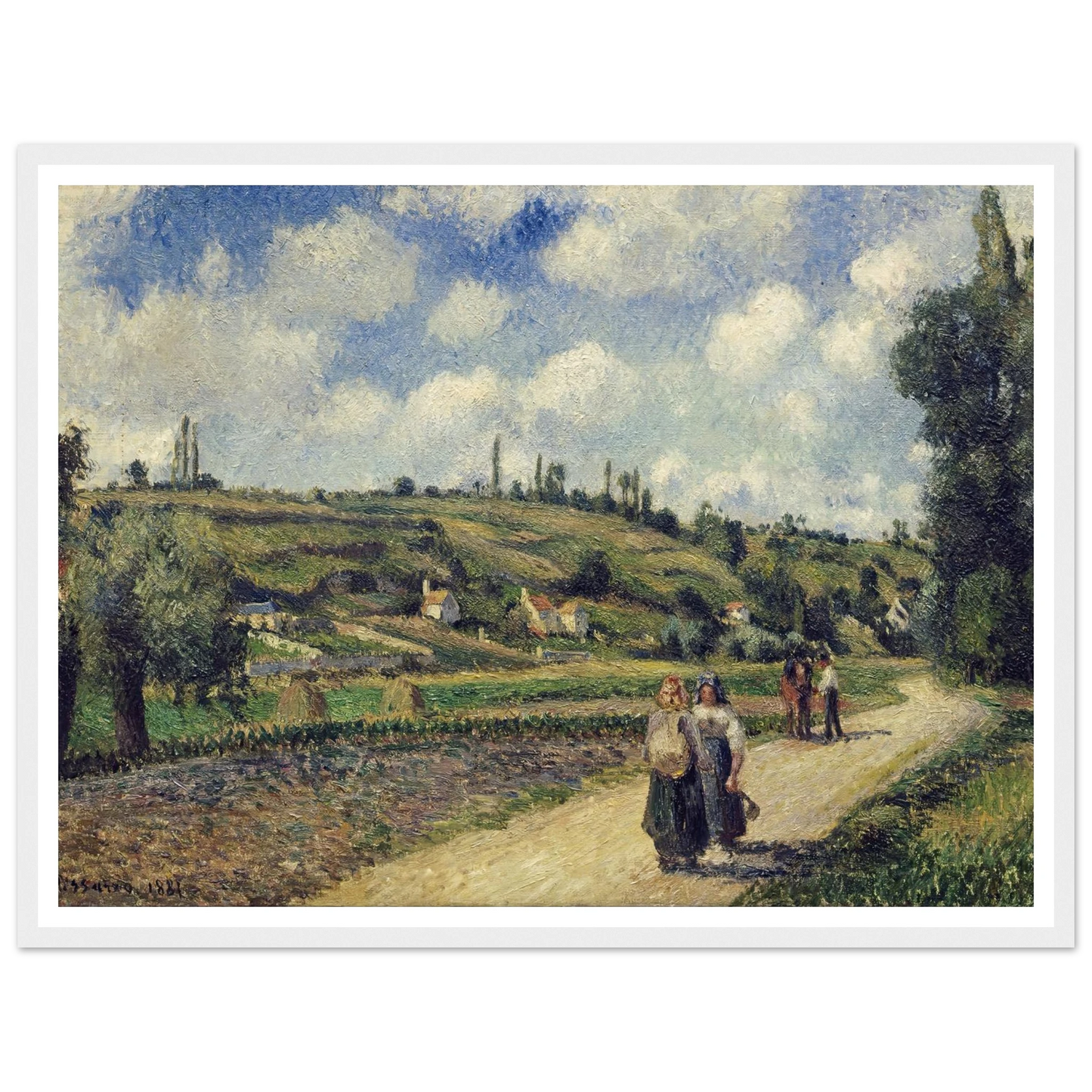Landscape near Pontoise, the Auvers Road (1881) Art Print | Camille Pissarro - Framed Poster - 30x40 cm / 12x16″ - Black frame