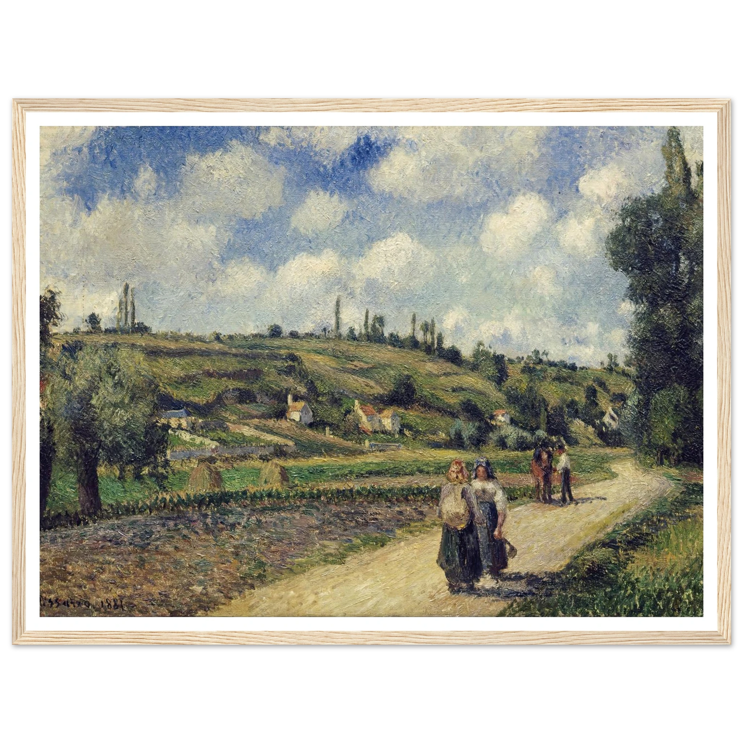 Landscape near Pontoise, the Auvers Road (1881) Art Print | Camille Pissarro - Framed Poster - 30x40 cm / 12x16″ - Black frame