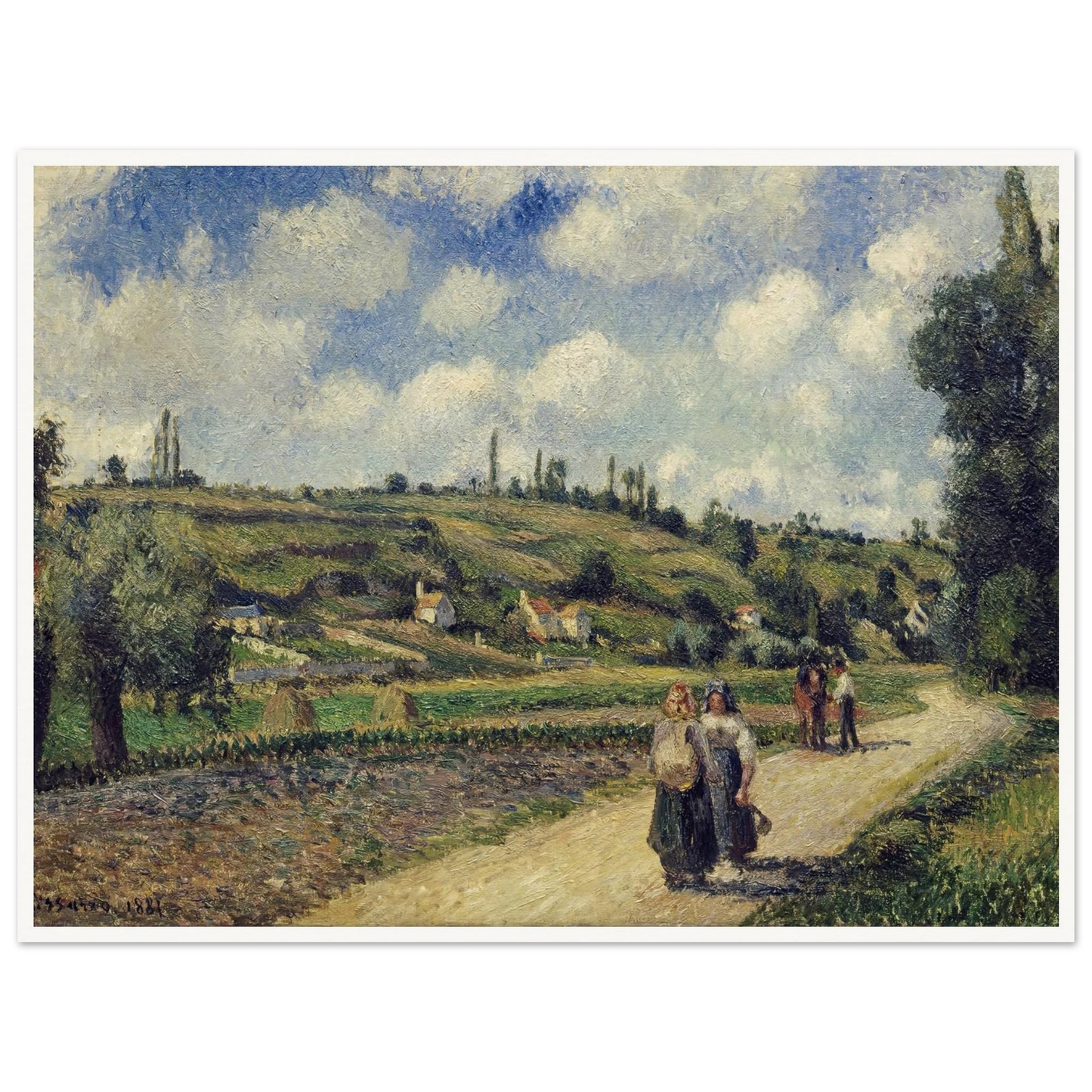 Landscape near Pontoise, the Auvers Road (1881) Art Print | Camille Pissarro - Framed Poster - 30x40 cm / 12x16″ - Black frame