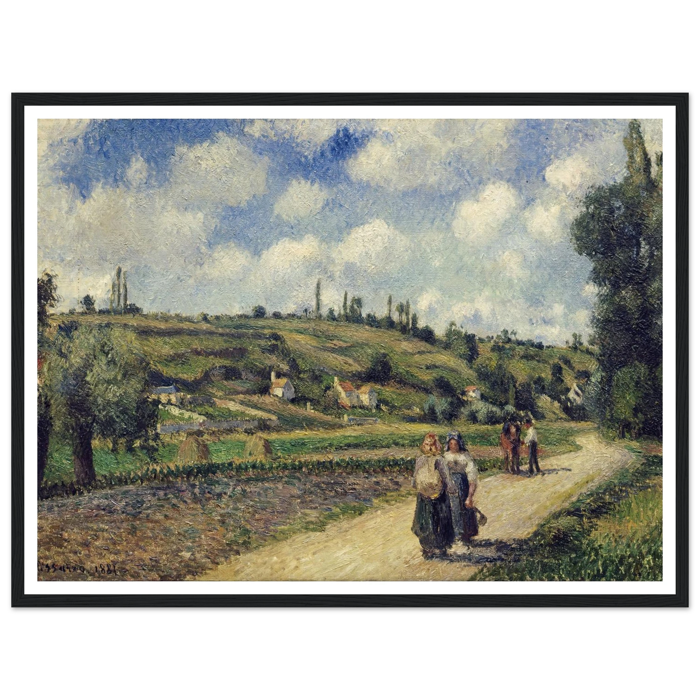 Landscape near Pontoise, the Auvers Road (1881) Art Print | Camille Pissarro - Framed Poster - 30x40 cm / 12x16″ - Black frame