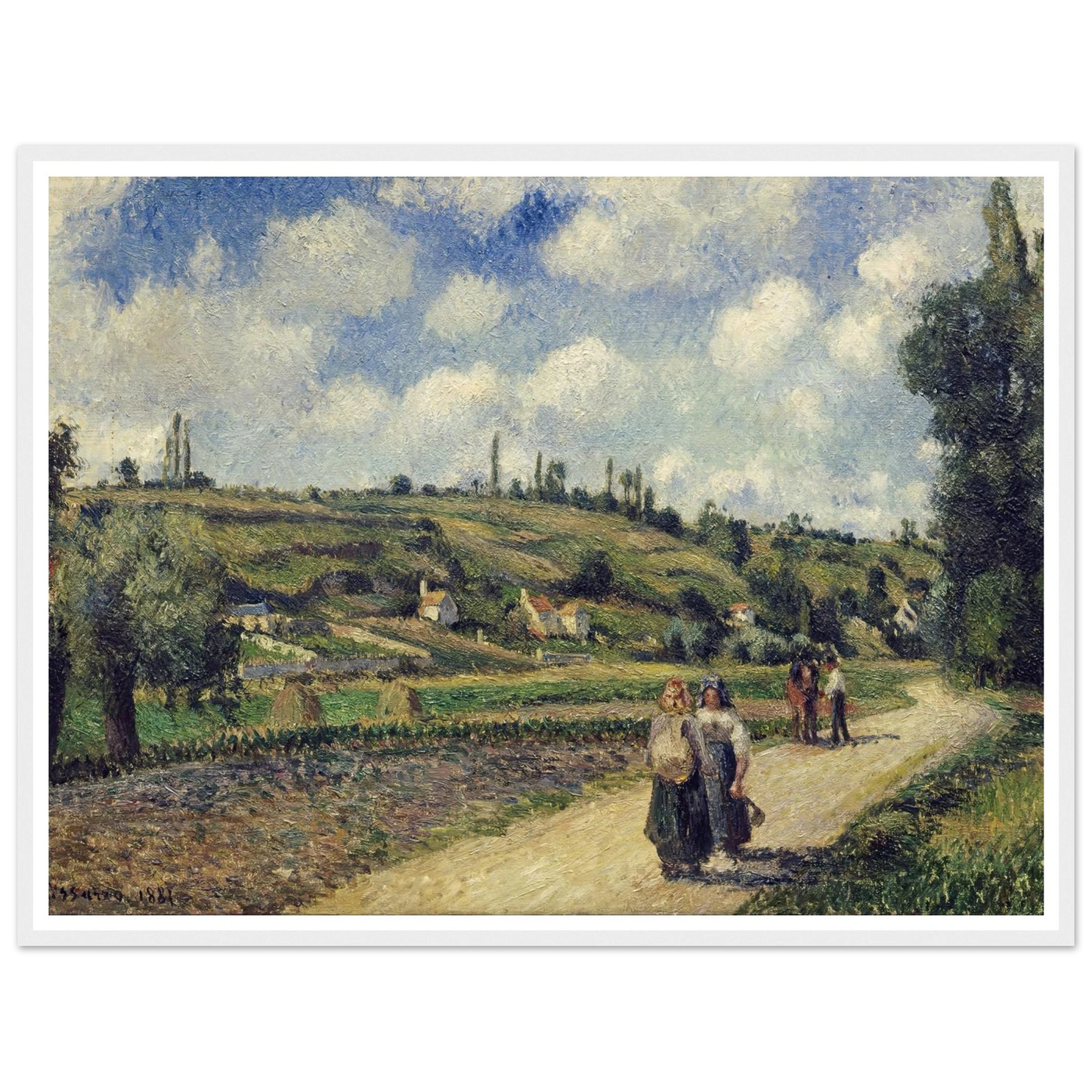 Landscape near Pontoise, the Auvers Road (1881) Art Print | Camille Pissarro - Framed Poster - 30x40 cm / 12x16″ - Black frame