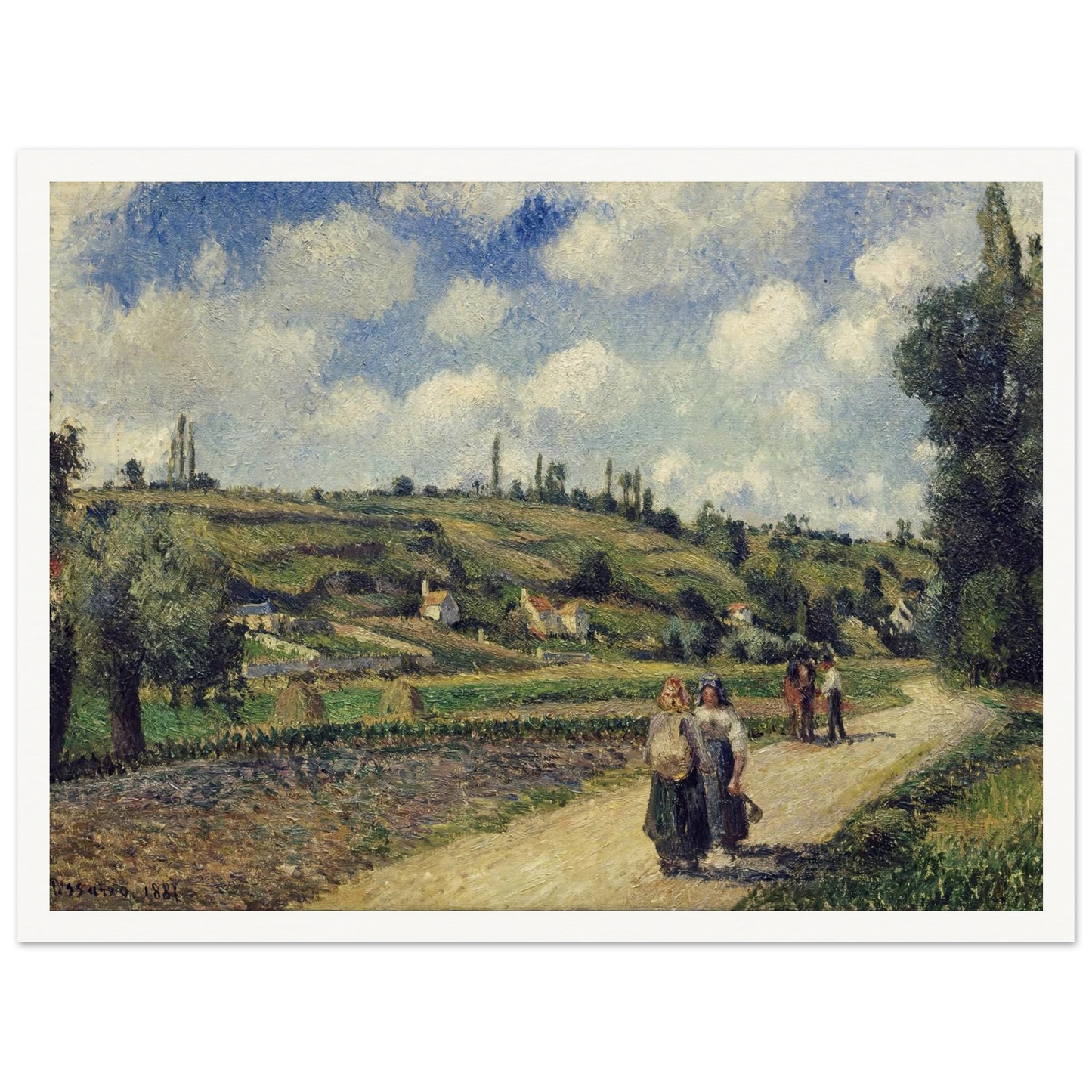 Landscape near Pontoise, the Auvers Road (1881) Art Print | Camille Pissarro - Framed Poster - 30x40 cm / 12x16″ - Black frame