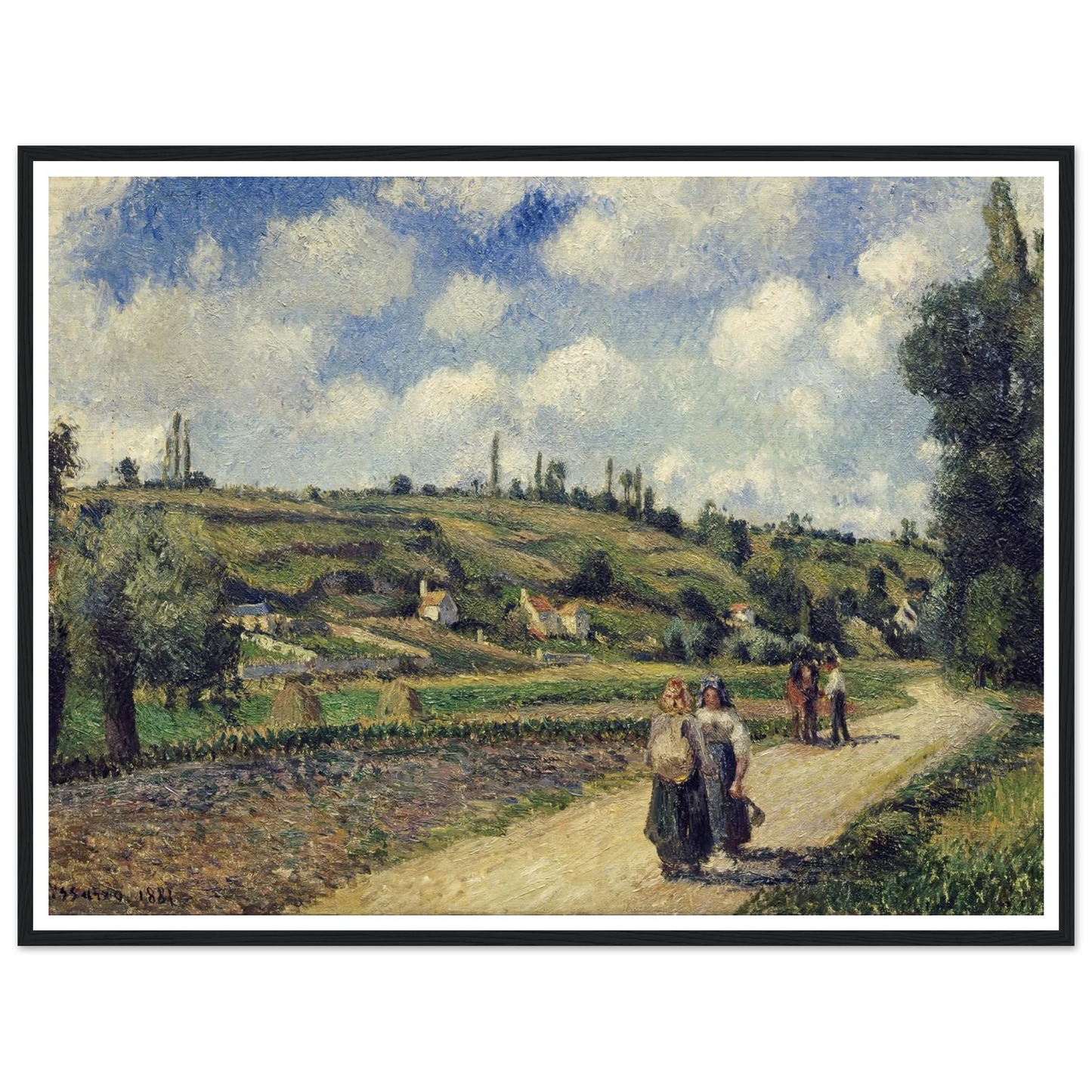 Landscape near Pontoise, the Auvers Road (1881) Art Print | Camille Pissarro - Framed Poster - 30x40 cm / 12x16″ - Black frame