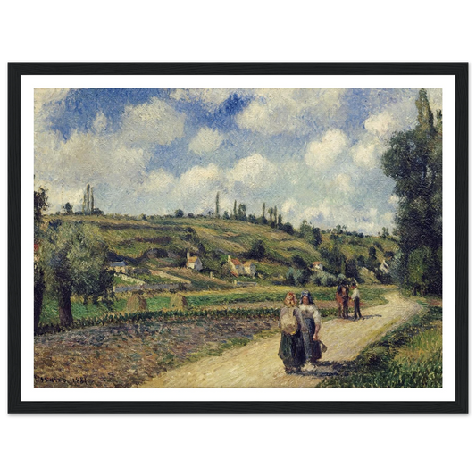 Landscape near Pontoise, the Auvers Road (1881) Art Print | Camille Pissarro - Framed Poster - 30x40 cm / 12x16″ - Black frame