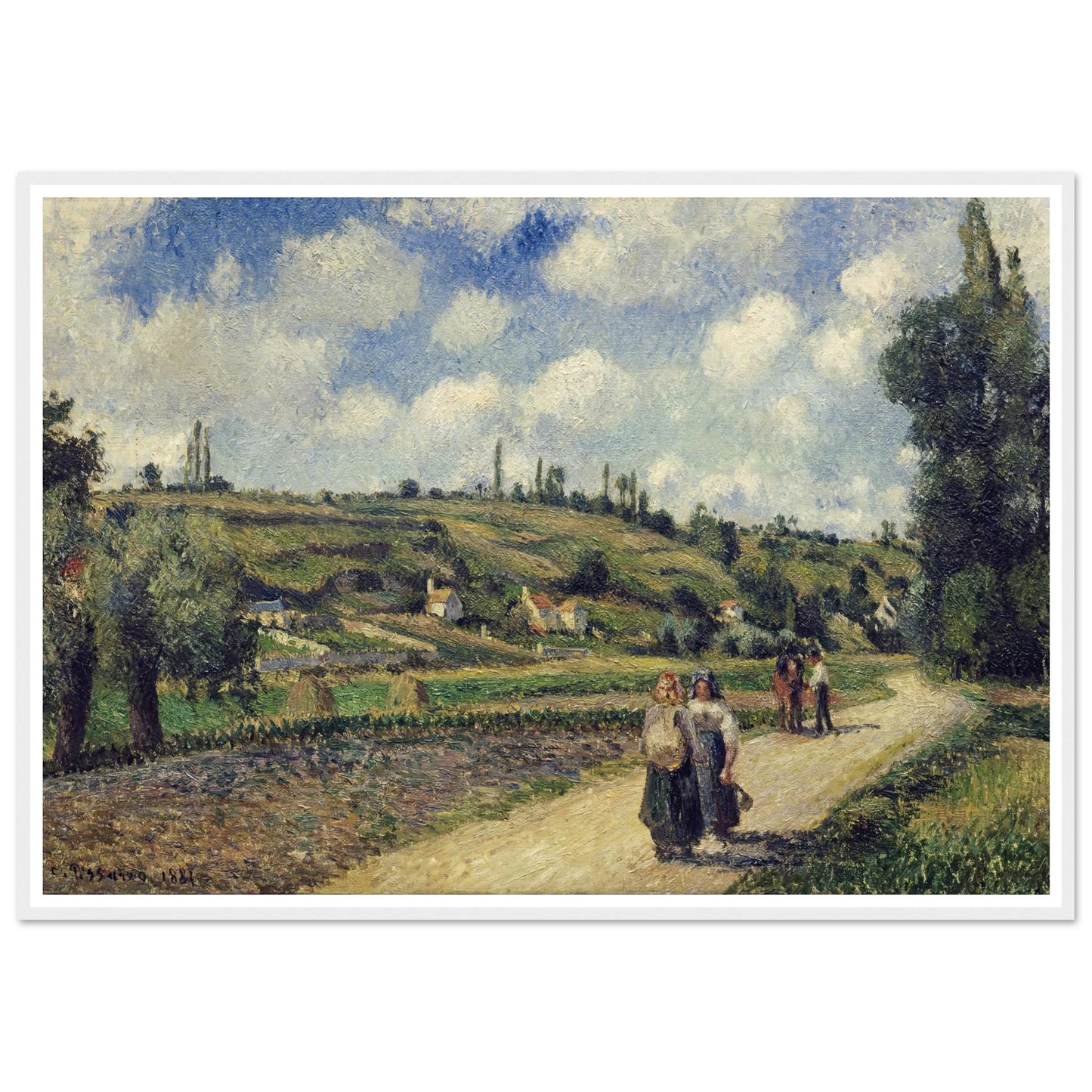 Landscape near Pontoise, the Auvers Road (1881) Art Print | Camille Pissarro - Framed Poster - 30x40 cm / 12x16″ - Black frame