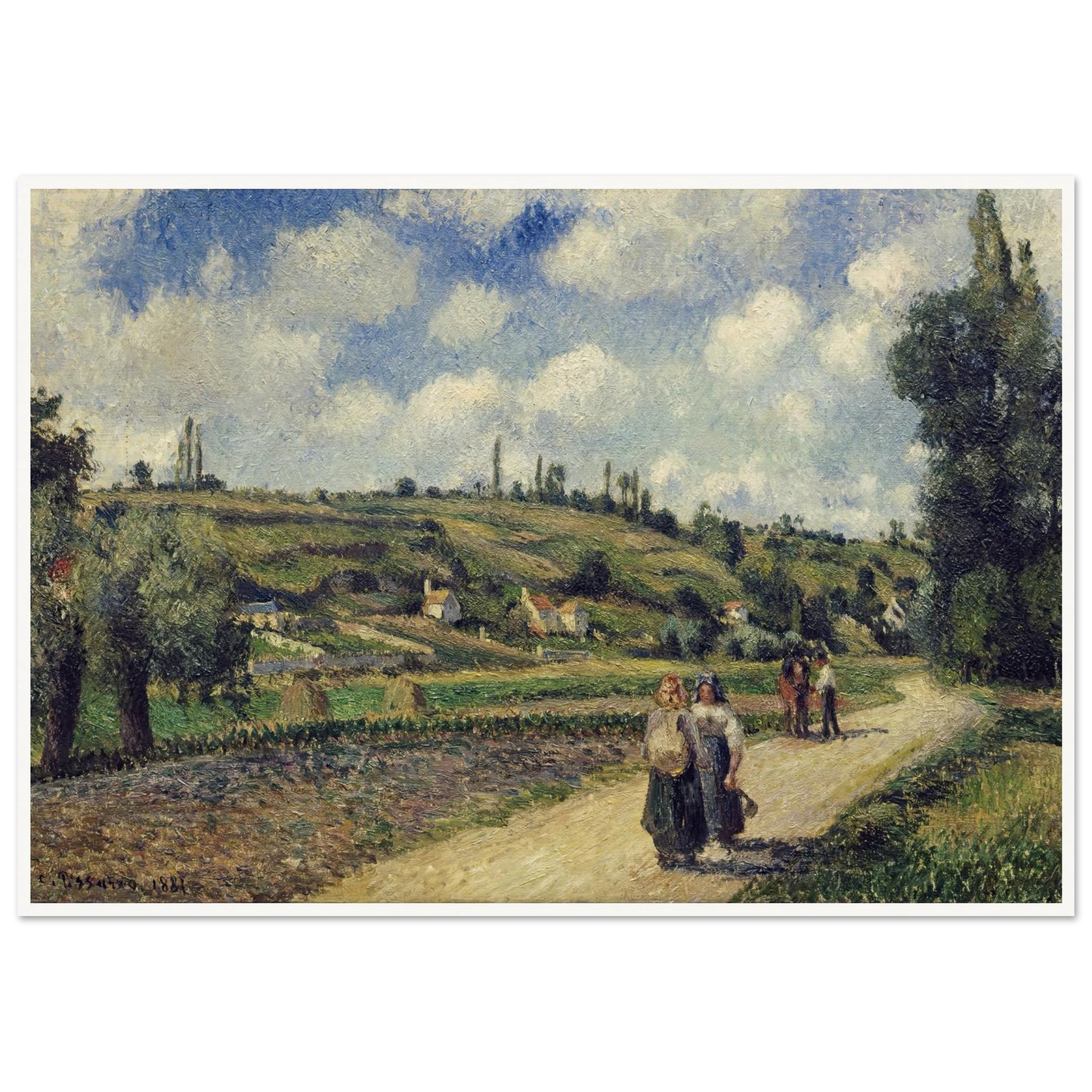 Landscape near Pontoise, the Auvers Road (1881) Art Print | Camille Pissarro - Framed Poster - 30x40 cm / 12x16″ - Black frame