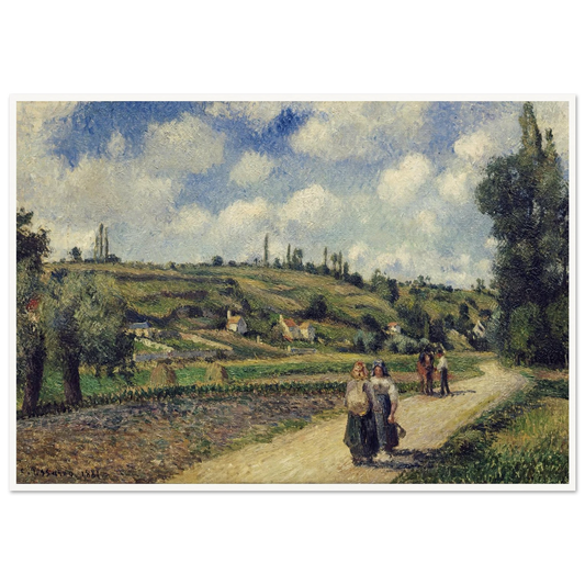 Landscape near Pontoise, the Auvers Road (1881) Art Print | Camille Pissarro - Framed Poster - 30x40 cm / 12x16″ - Black frame