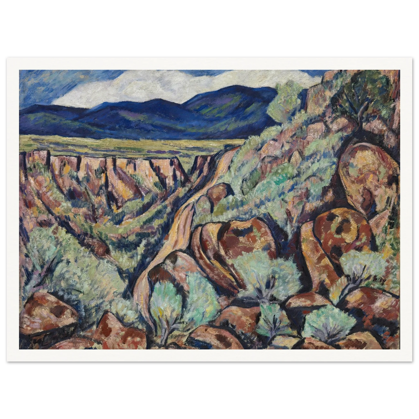 Landscape, New Mexico (1919 and 1920) Art Print | Marsden Hartley - Framed Poster - 30x40 cm / 12x16″ - Black frame