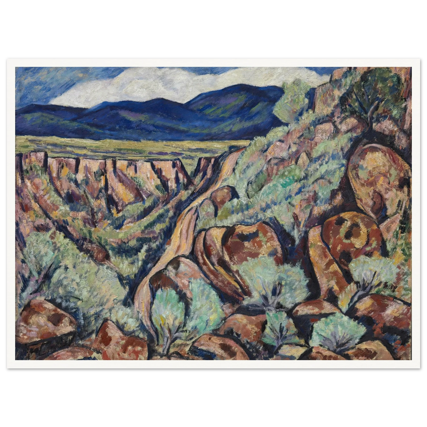 Landscape, New Mexico (1919 and 1920) Art Print | Marsden Hartley - Framed Poster - 30x40 cm / 12x16″ - Black frame