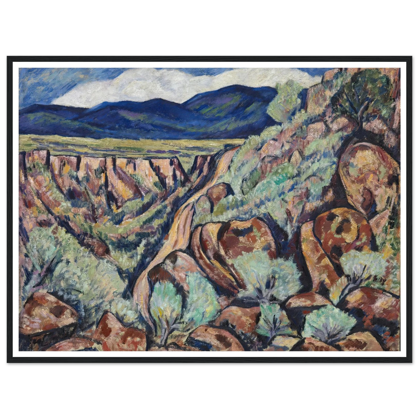 Landscape, New Mexico (1919 and 1920) Art Print | Marsden Hartley - Framed Poster - 30x40 cm / 12x16″ - Black frame