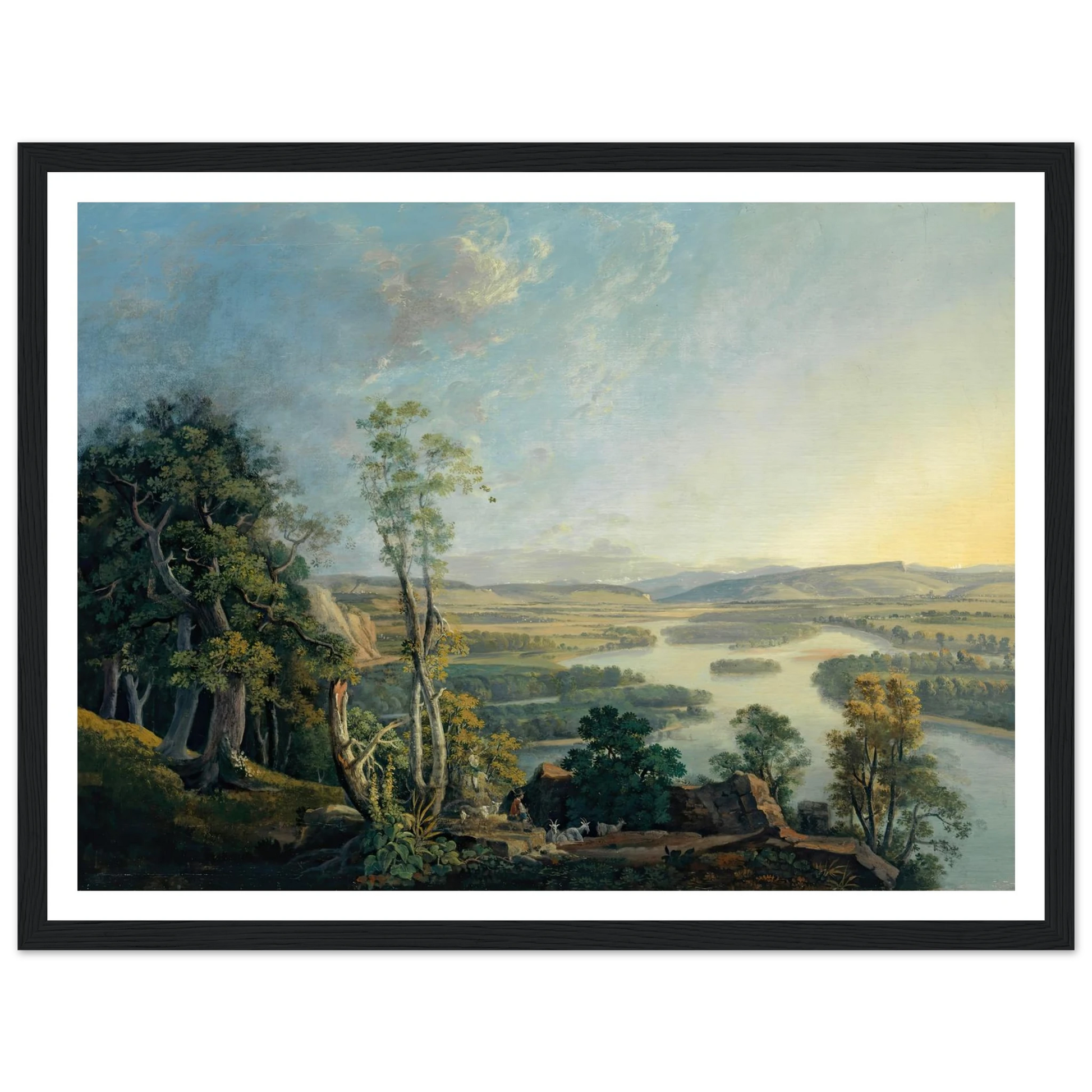 Landscape of the Rhine near the Isteinerklotz Art Print | Peter Birmann - Framed Poster - 30x40 cm / 12x16″ - Black frame