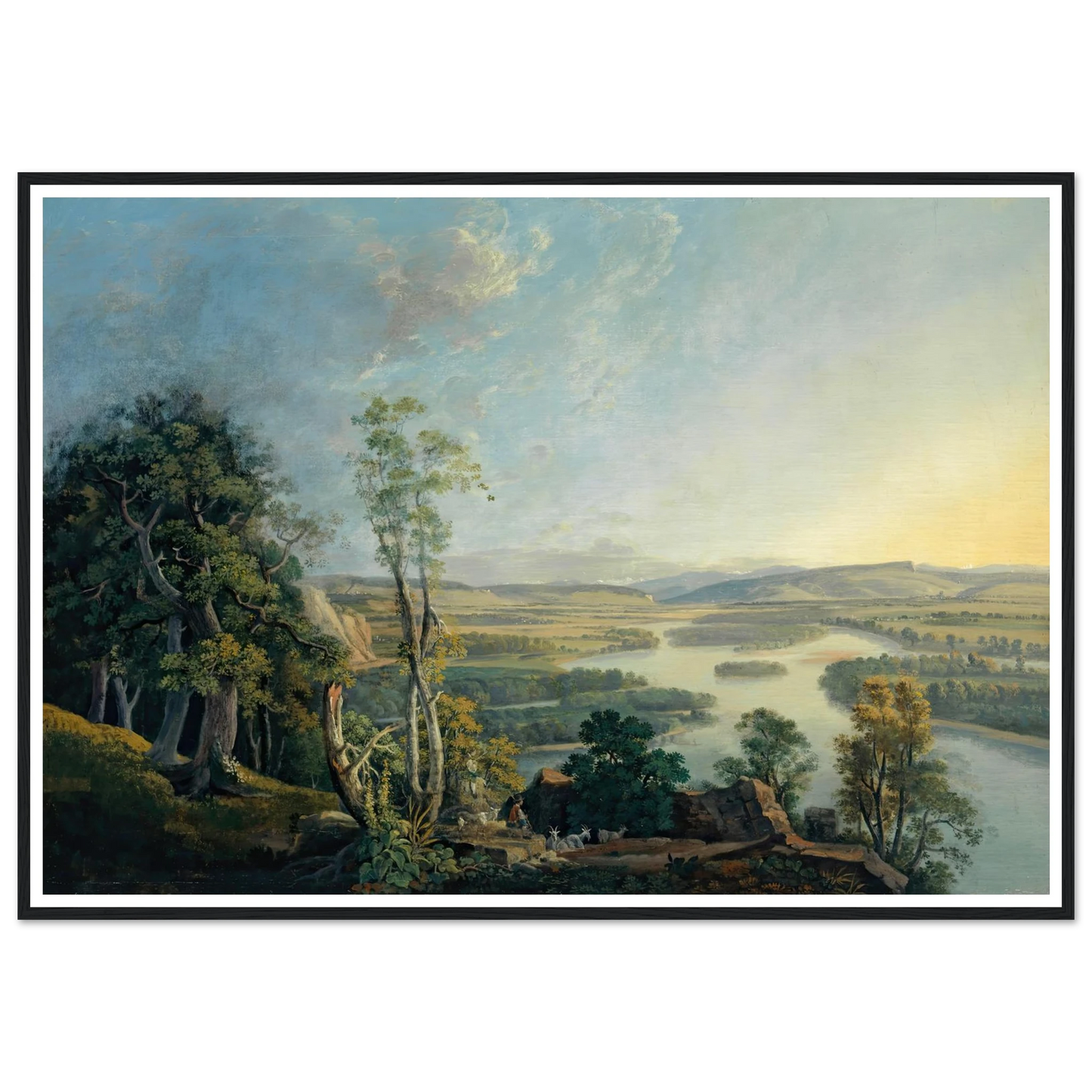 Landscape of the Rhine near the Isteinerklotz Art Print | Peter Birmann - Framed Poster - 30x40 cm / 12x16″ - Black frame