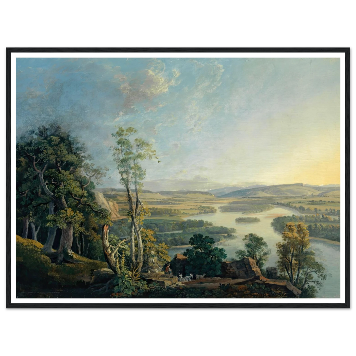 Landscape of the Rhine near the Isteinerklotz Art Print | Peter Birmann - Framed Poster - 30x40 cm / 12x16″ - Black frame