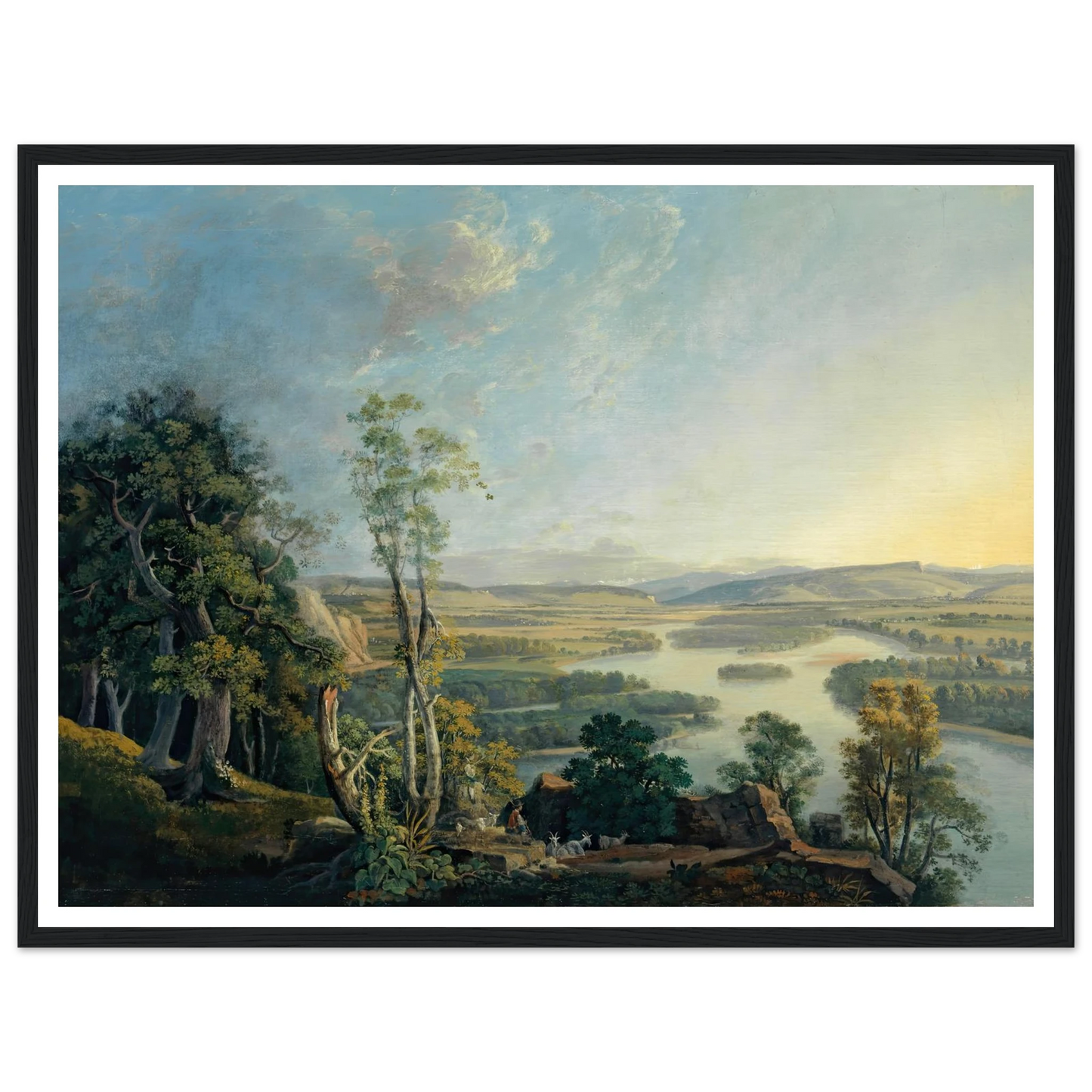 Landscape of the Rhine near the Isteinerklotz Art Print | Peter Birmann - Framed Poster - 30x40 cm / 12x16″ - Black frame