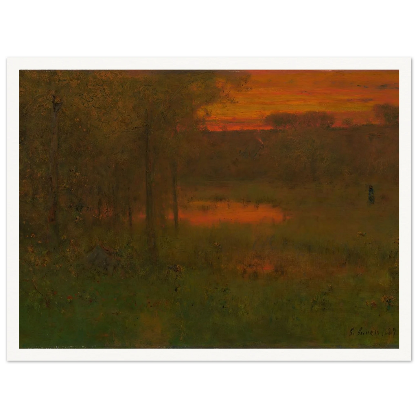 Landscape, Sunset (1887-89) Art Print | George Inness - Framed Poster - 30x40 cm / 12x16″ - Black frame