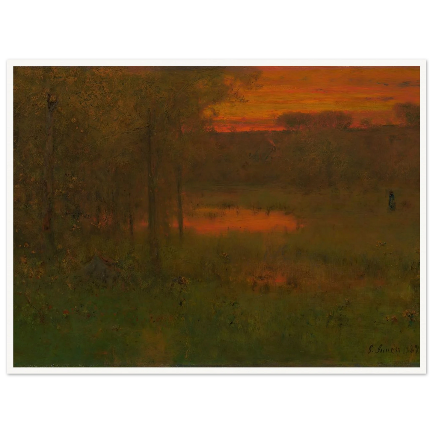 Landscape, Sunset (1887-89) Art Print | George Inness - Framed Poster - 30x40 cm / 12x16″ - Black frame