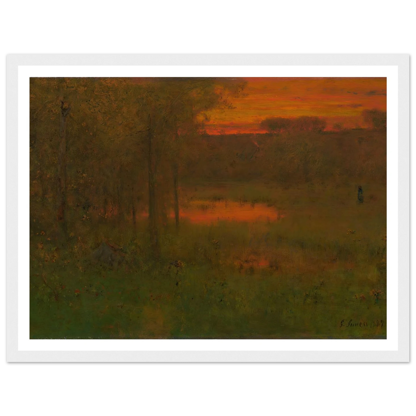 Landscape, Sunset (1887-89) Art Print | George Inness - Framed Poster - 30x40 cm / 12x16″ - Black frame