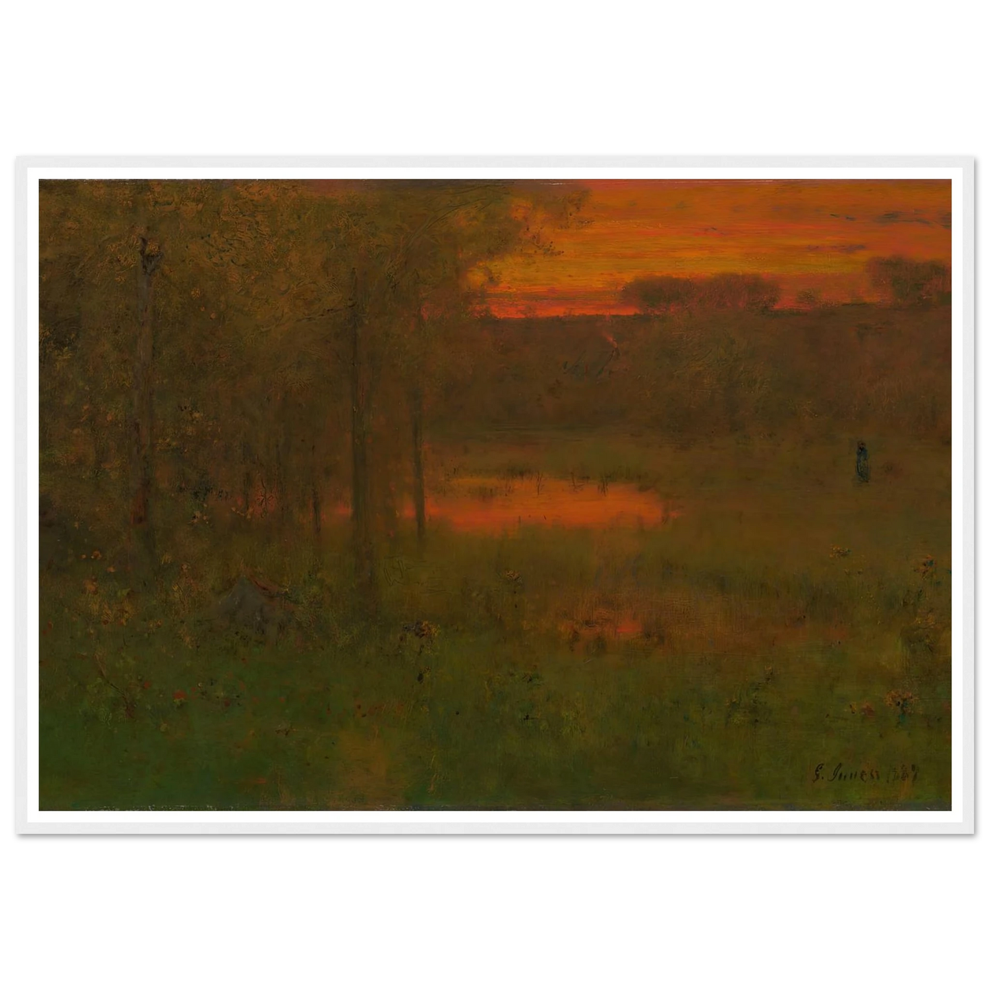 Landscape, Sunset (1887-89) Art Print | George Inness - Framed Poster - 30x40 cm / 12x16″ - Black frame