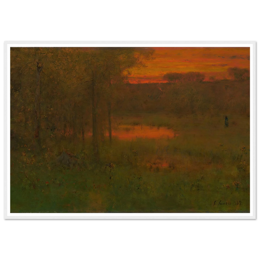 Landscape, Sunset (1887-89) Art Print | George Inness - Framed Poster - 30x40 cm / 12x16″ - Black frame
