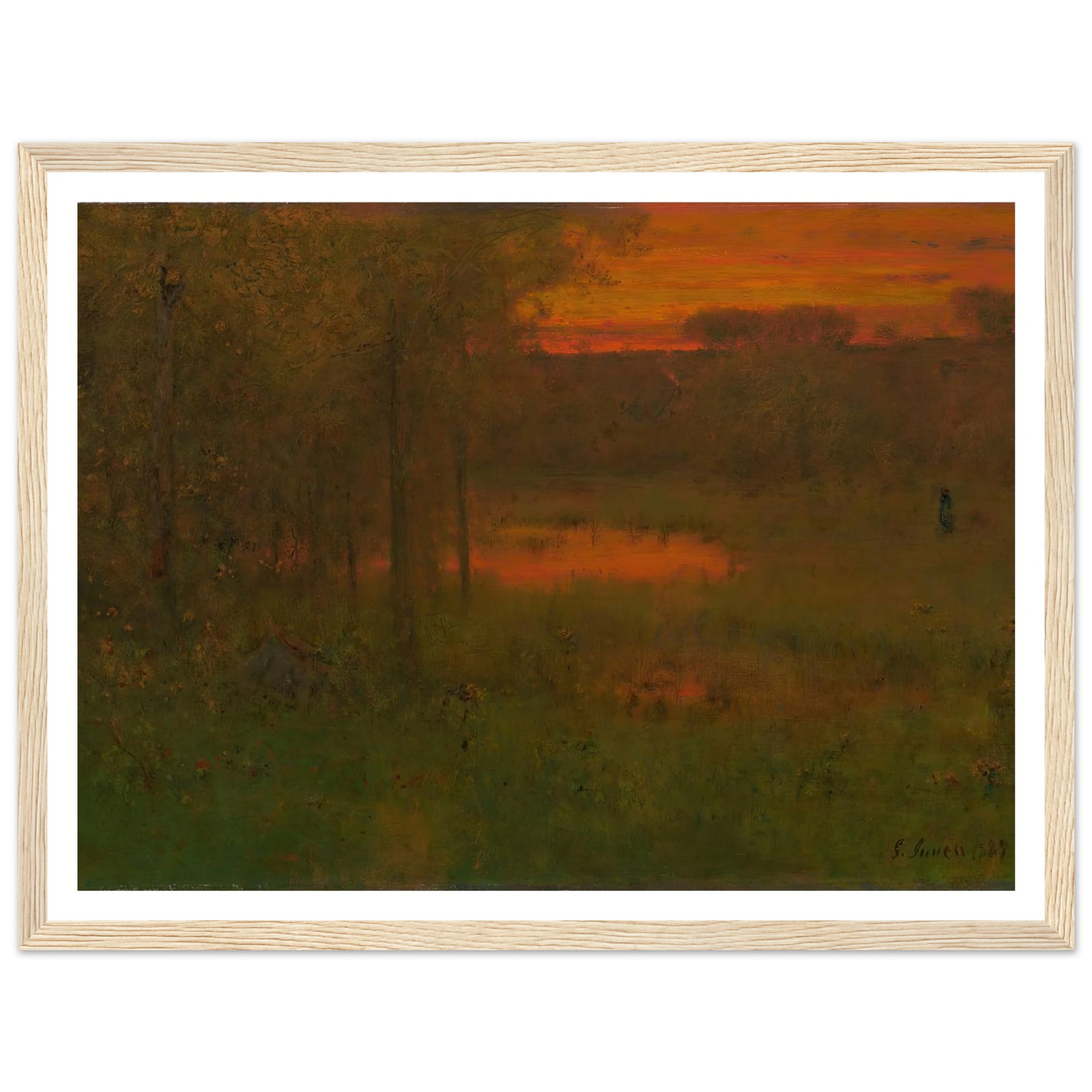 Landscape, Sunset (1887-89) Art Print | George Inness - Framed Poster - 30x40 cm / 12x16″ - Black frame