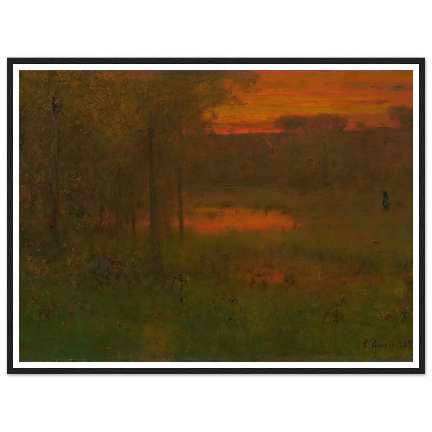 Landscape, Sunset (1887-89) Art Print | George Inness - Framed Poster - 30x40 cm / 12x16″ - Black frame