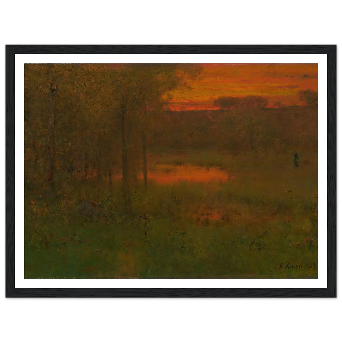 Landscape, Sunset (1887-89) Art Print | George Inness - Framed Poster - 30x40 cm / 12x16″ - Black frame