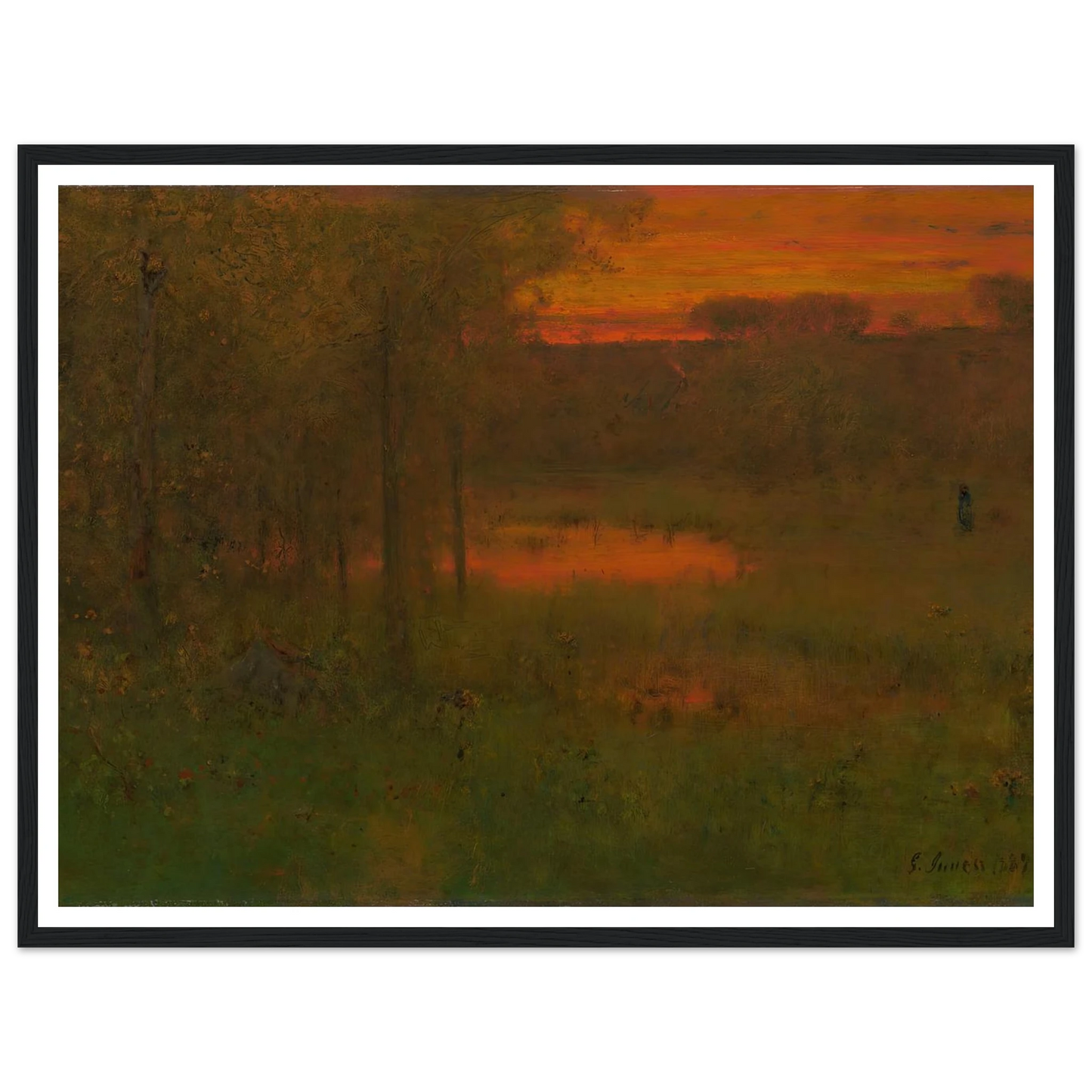 Landscape, Sunset (1887-89) Art Print | George Inness - Framed Poster - 30x40 cm / 12x16″ - Black frame