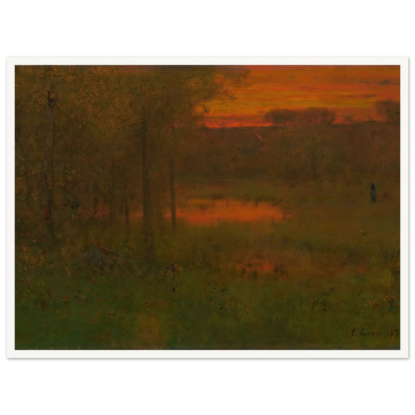 Landscape, Sunset (1887-89) Art Print | George Inness - Framed Poster - 30x40 cm / 12x16″ - Black frame