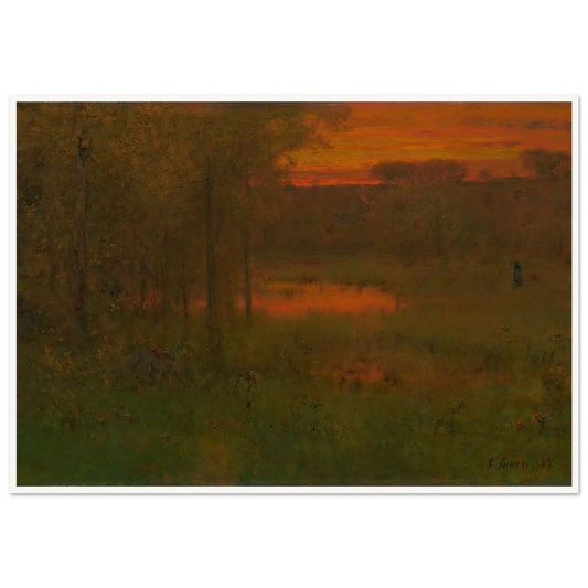 Landscape, Sunset (1887-89) Art Print | George Inness - Framed Poster - 30x40 cm / 12x16″ - Black frame