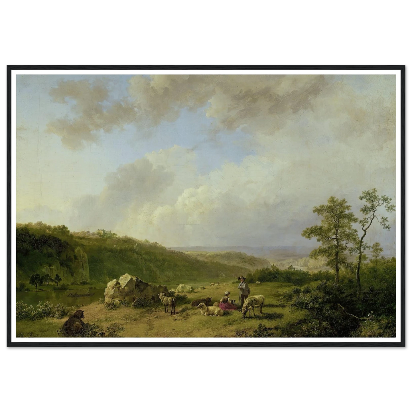Landscape with a Rainstorm Threatening (1825 - 1829) Art Print | Barend Cornelis Koekkoek - Framed Poster - 30x40 cm / 12x16″ - Black frame