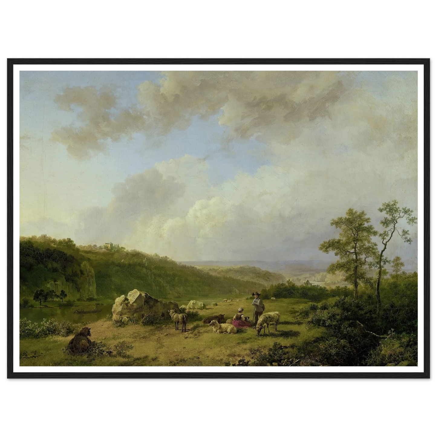 Landscape with a Rainstorm Threatening (1825 - 1829) Art Print | Barend Cornelis Koekkoek - Framed Poster - 30x40 cm / 12x16″ - Black frame