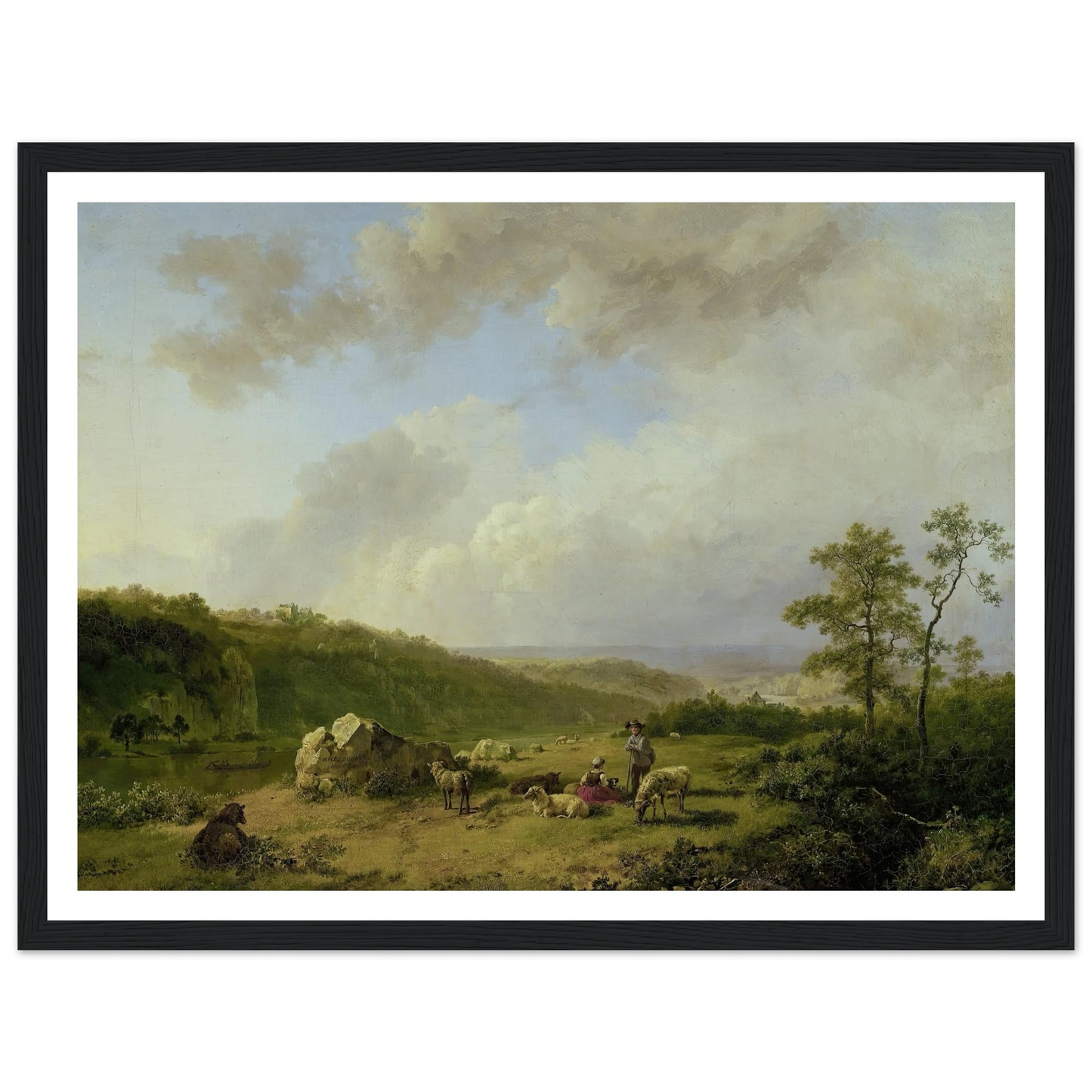 Landscape with a Rainstorm Threatening (1825 - 1829) Art Print | Barend Cornelis Koekkoek - Framed Poster - 30x40 cm / 12x16″ - Black frame