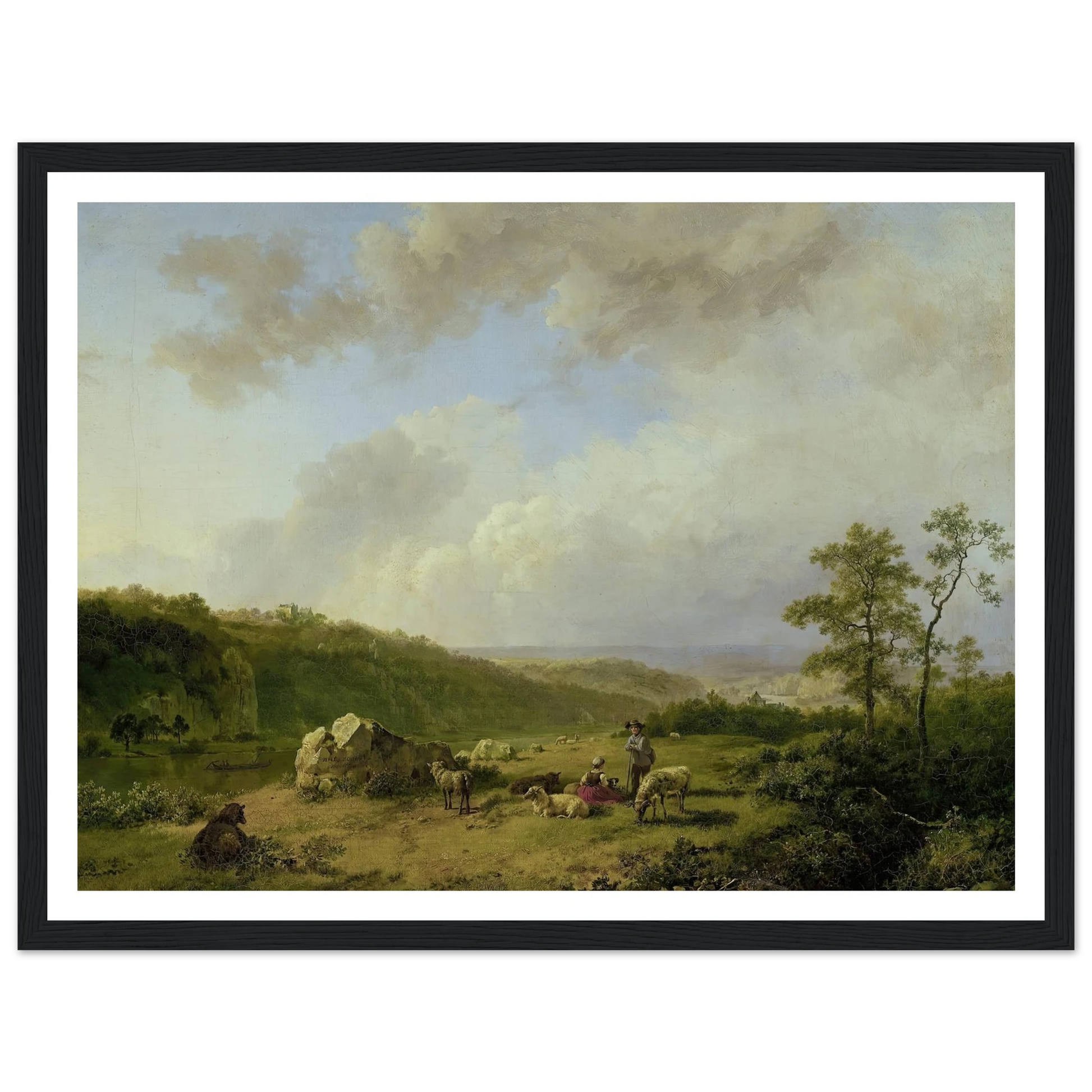 Landscape with a Rainstorm Threatening (1825 - 1829) Art Print | Barend Cornelis Koekkoek - Framed Poster - 30x40 cm / 12x16″ - Black frame