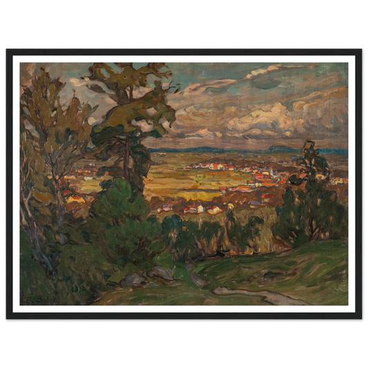 Landscape with a Village. Study from North Norway Art Print | Anna Boberg - Framed Poster - 30x40 cm / 12x16″ - Black frame