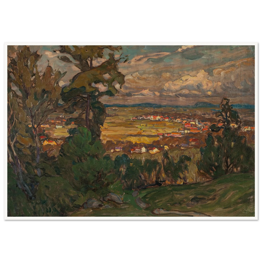 Landscape with a Village. Study from North Norway Art Print | Anna Boberg - Framed Poster - 30x40 cm / 12x16″ - Black frame