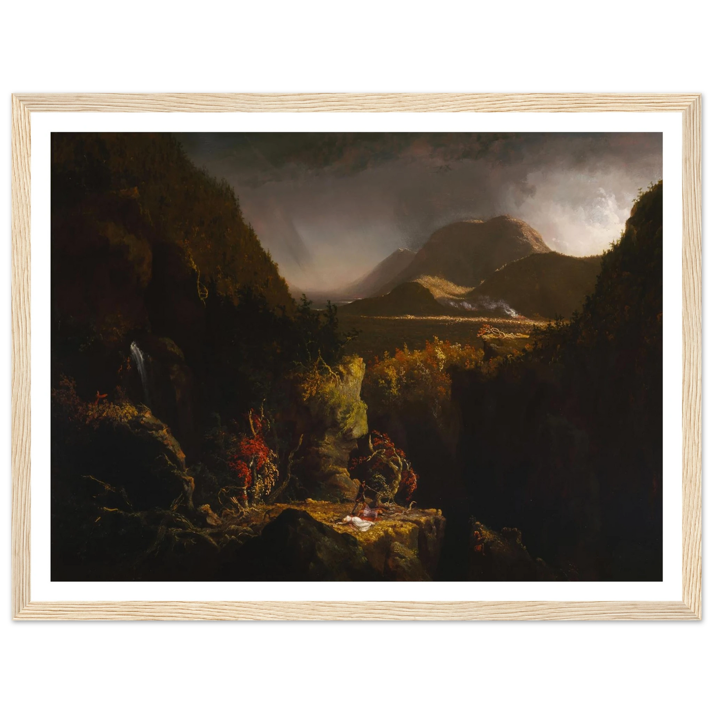 Landscape with Figures; A Scene from ‘The Last of the Mohicans’ (1826) Art Print | Thomas Cole - Framed Poster - 30x40 cm / 12x16″ - Black frame