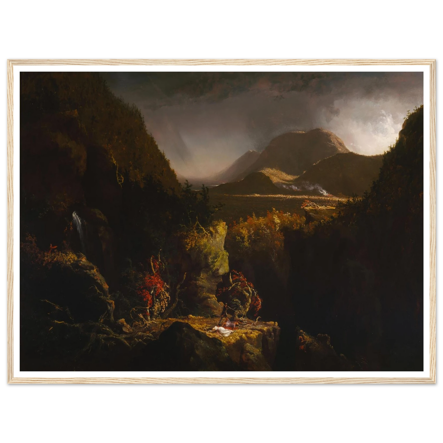 Landscape with Figures; A Scene from ‘The Last of the Mohicans’ (1826) Art Print | Thomas Cole - Framed Poster - 30x40 cm / 12x16″ - Black frame