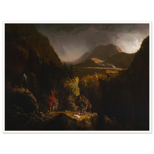 Landscape with Figures; A Scene from ‘The Last of the Mohicans’ (1826) Art Print | Thomas Cole - Framed Poster - 30x40 cm / 12x16″ - Black frame