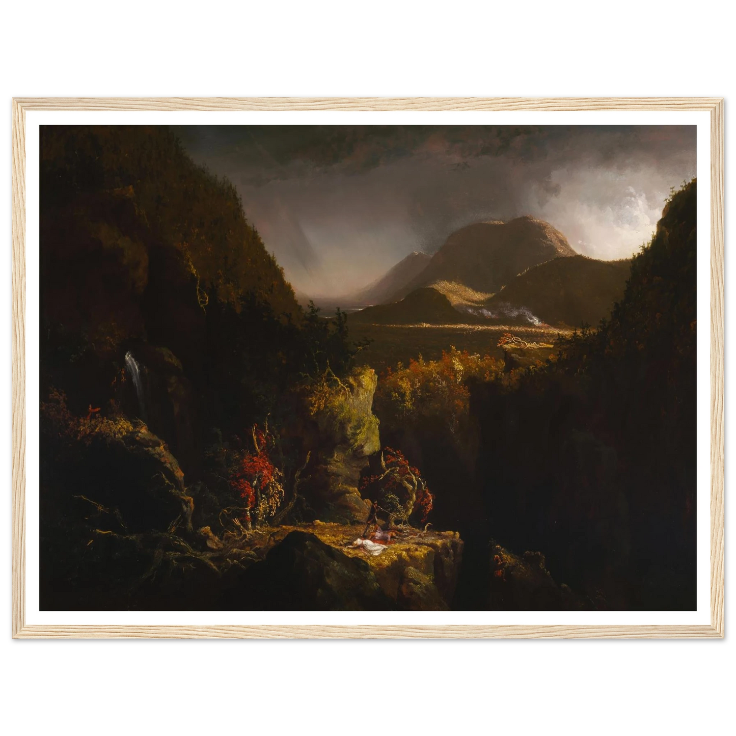 Landscape with Figures; A Scene from ‘The Last of the Mohicans’ (1826) Art Print | Thomas Cole - Framed Poster - 30x40 cm / 12x16″ - Black frame